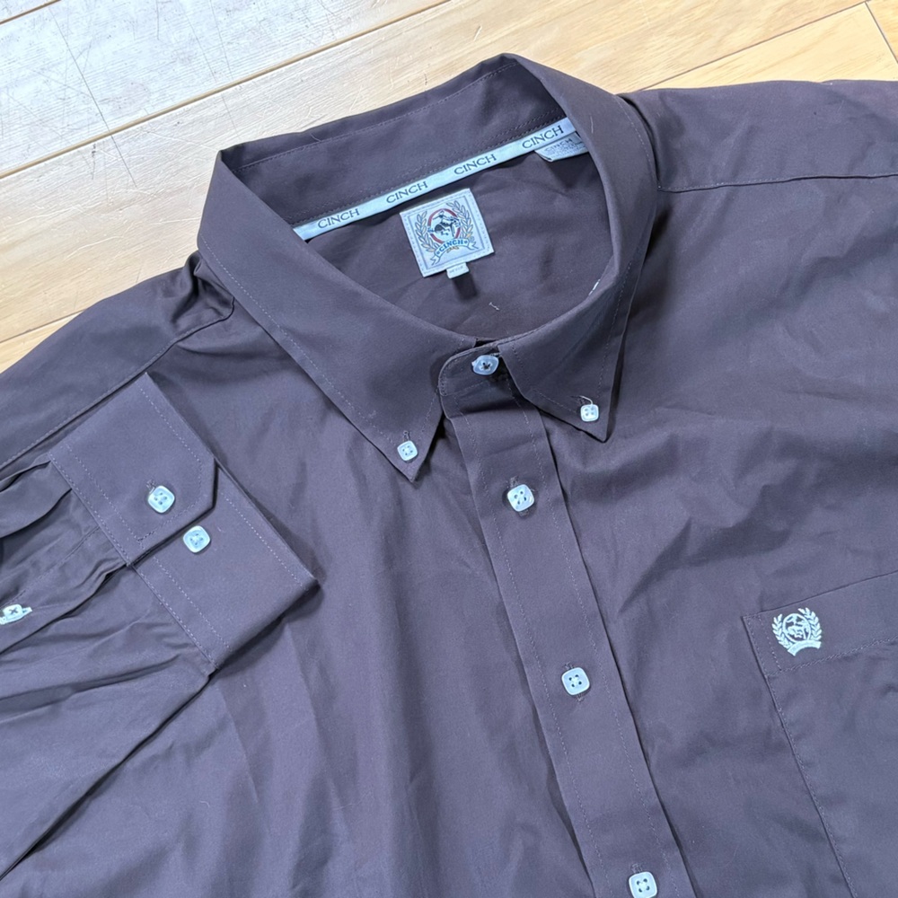 Cinch Long Sleeve Button Down Shirt Mens Sz XXL Brown Western Classic Fit
